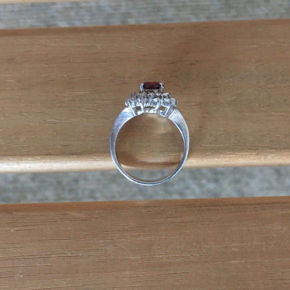 Sterling Silver Simulated Garnet CZ Ring Size 8 - Picture 7 of 8
